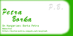 petra borka business card